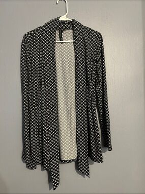 Ashley Blue Black and White Open Front Cardigan